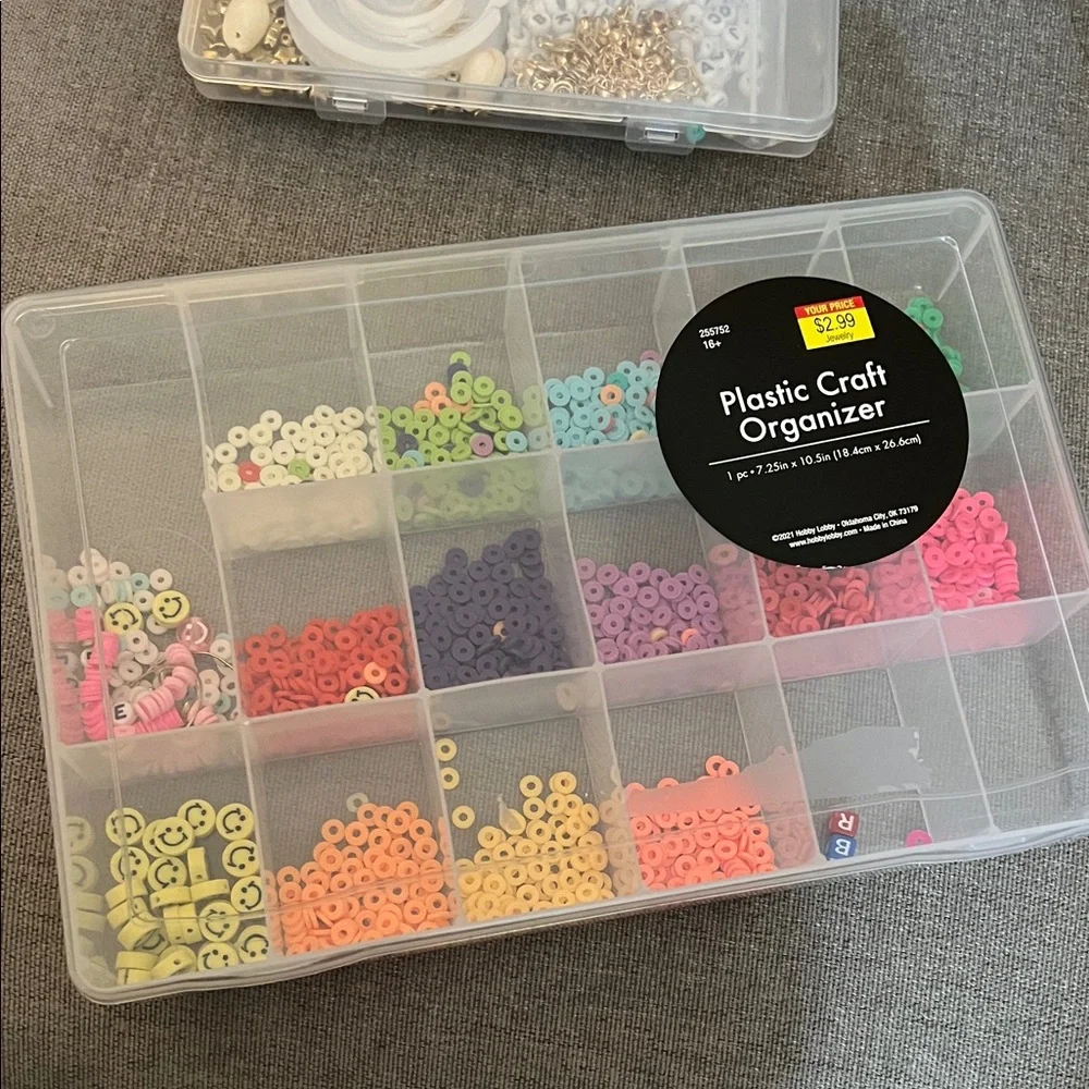 Assorted Clay and Plastic Beads plus Craft Organizers Set